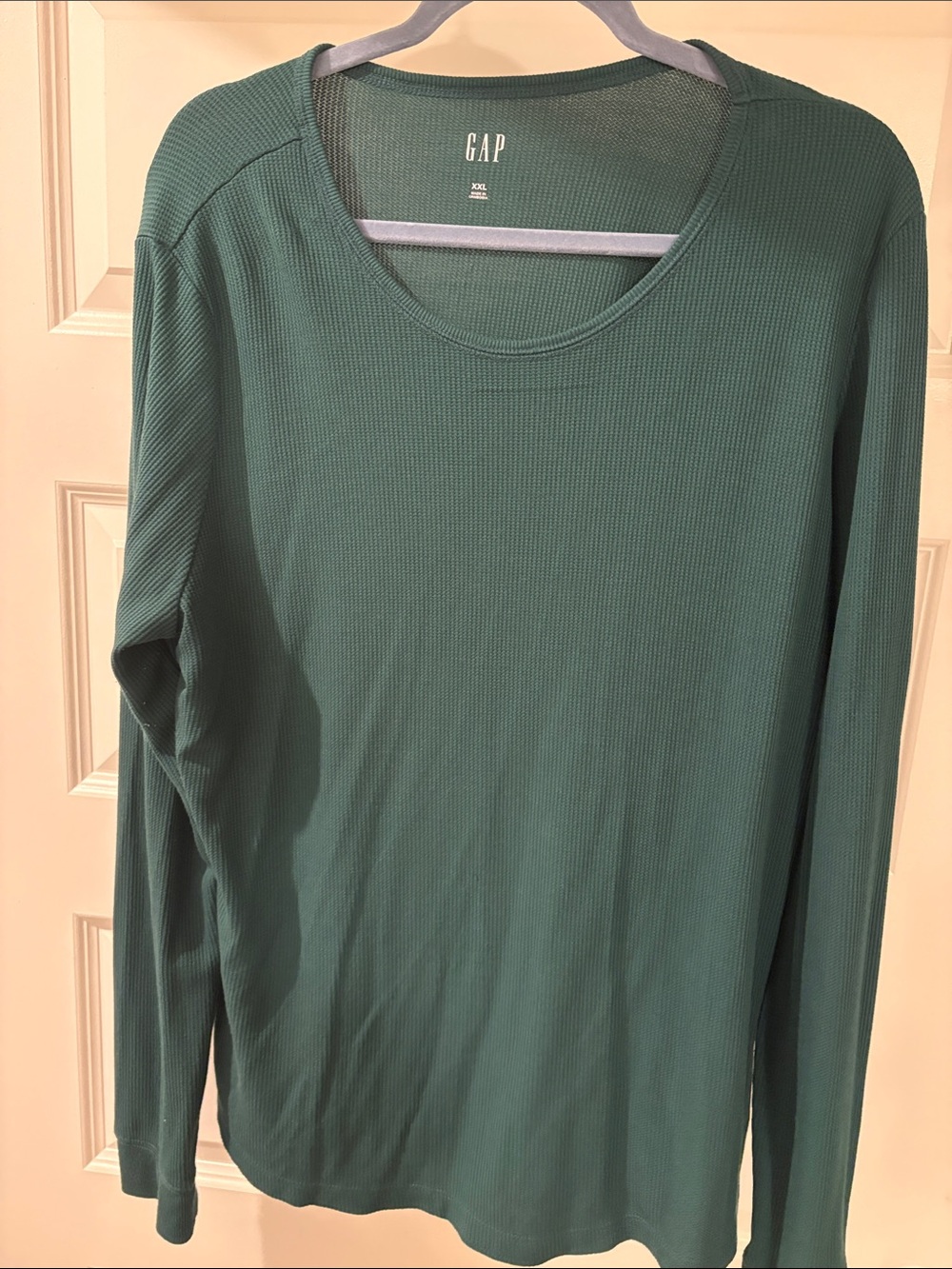 GAP Long Sleeve Waffle Knit Tee in Teal